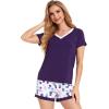 GYS Bamboo Viscose Pajamas for Women Set, Soft Short Sleeve Top and Shorts Sleepwear, Comfy Lightweight Lounge Pajama Set(Purple Dots)