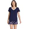 GYS Bamboo Viscose Pajamas for Women Set, Soft Short Sleeve Top and Shorts Sleepwear, Comfy Lightweight Lounge Pajama Set(Purple Floral)