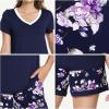 GYS Bamboo Viscose Pajamas for Women Set, Soft Short Sleeve Top and Shorts Sleepwear, Comfy Lightweight Lounge Pajama Set(Purple Floral)