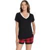GYS Bamboo Viscose Pajamas for Women Set, Soft Short Sleeve Top and Shorts Sleepwear, Comfy Lightweight Lounge Pajama Set(Red Plaid)