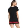 GYS Bamboo Viscose Pajamas for Women Set, Soft Short Sleeve Top and Shorts Sleepwear, Comfy Lightweight Lounge Pajama Set(Red Plaid)