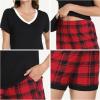GYS Bamboo Viscose Pajamas for Women Set, Soft Short Sleeve Top and Shorts Sleepwear, Comfy Lightweight Lounge Pajama Set(Red Plaid)