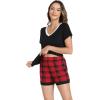 GYS Bamboo Viscose Pajamas for Women Set, Soft Short Sleeve Top and Shorts Sleepwear, Comfy Lightweight Lounge Pajama Set(Red Plaid)