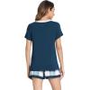 GYS Bamboo Viscose Pajamas for Women Set, Soft Short Sleeve Top and Shorts Sleepwear, Comfy Lightweight Lounge Pajama Set(White Green Plaid)