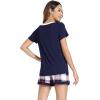 GYS Bamboo Viscose Pajamas for Women Set, Soft Short Sleeve Top and Shorts Sleepwear, Comfy Lightweight Lounge Pajama Set(White Red Plaid)