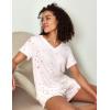 GYS Bamboo Viscose Pajamas for Women Set, Soft Short Sleeve Top and Shorts Sleepwear, Comfy Lightweight Lounge Pajama Set(White Stars)
