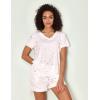 GYS Bamboo Viscose Pajamas for Women Set, Soft Short Sleeve Top and Shorts Sleepwear, Comfy Lightweight Lounge Pajama Set(White Stars)