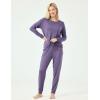 GYS Bamboo Viscose Sleep Sets for Women Long Sleeve Crew Neck Pajama Sets with Pockets(Air Purple)