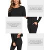 GYS Bamboo Viscose Sleep Sets for Women Long Sleeve Crew Neck Pajama Sets with Pockets(Black)