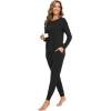 GYS Bamboo Viscose Sleep Sets for Women Long Sleeve Crew Neck Pajama Sets with Pockets(Black)