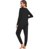 GYS Bamboo Viscose Sleep Sets for Women Long Sleeve Crew Neck Pajama Sets with Pockets(Black)