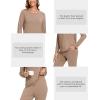 GYS Bamboo Viscose Sleep Sets for Women Long Sleeve Crew Neck Pajama Sets with Pockets(Camel)