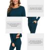 GYS Bamboo Viscose Sleep Sets for Women Long Sleeve Crew Neck Pajama Sets with Pockets(Dark Cyan)