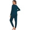 GYS Bamboo Viscose Sleep Sets for Women Long Sleeve Crew Neck Pajama Sets with Pockets(Dark Cyan)