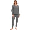 GYS Bamboo Viscose Sleep Sets for Women Long Sleeve Crew Neck Pajama Sets with Pockets(Dark Heather Grey)