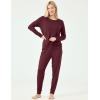 GYS Bamboo Viscose Sleep Sets for Women Long Sleeve Crew Neck Pajama Sets with Pockets(Ficus Red)