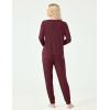 GYS Bamboo Viscose Sleep Sets for Women Long Sleeve Crew Neck Pajama Sets with Pockets(Ficus Red)