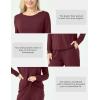 GYS Bamboo Viscose Sleep Sets for Women Long Sleeve Crew Neck Pajama Sets with Pockets(Ficus Red)