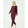 GYS Bamboo Viscose Sleep Sets for Women Long Sleeve Crew Neck Pajama Sets with Pockets(Ficus Red)