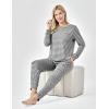 GYS Bamboo Viscose Sleep Sets for Women Long Sleeve Crew Neck Pajama Sets with Pockets(Heather Grey Stripe)
