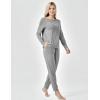 GYS Bamboo Viscose Sleep Sets for Women Long Sleeve Crew Neck Pajama Sets with Pockets(Heather Grey Stripe)