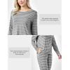 GYS Bamboo Viscose Sleep Sets for Women Long Sleeve Crew Neck Pajama Sets with Pockets(Heather Grey Stripe)