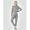 GYS Bamboo Viscose Sleep Sets for Women Long Sleeve Crew Neck Pajama Sets with Pockets(Heather Grey Stripe)