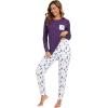 GYS Bamboo Viscose Sleep Sets for Women Long Sleeve Crew Neck Pajama Sets with Pockets(Purple Dots)