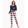 GYS Bamboo Viscose Sleep Sets for Women Long Sleeve Crew Neck Pajama Sets with Pockets(White Red Plaid)