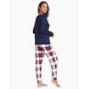 GYS Bamboo Viscose Sleep Sets for Women Long Sleeve Crew Neck Pajama Sets with Pockets(White Red Plaid)