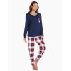 GYS Bamboo Viscose Sleep Sets for Women Long Sleeve Crew Neck Pajama Sets with Pockets(White Red Plaid)
