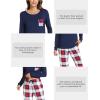 GYS Bamboo Viscose Sleep Sets for Women Long Sleeve Crew Neck Pajama Sets with Pockets(White Red Plaid)