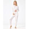 GYS Bamboo Viscose Sleep Sets for Women Long Sleeve Crew Neck Pajama Sets with Pockets(White Stars)