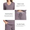 GYS Bamboo Viscose Sleep Sets for Women Short Sleeve V-Neck Top and Capri Pants Pajama Sets(Purplish Grey)