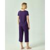 GYS Bamboo Viscose Women Pajama Sets Short Sleeve Top and Capri Pants 2 Piece Casual Lounge Sets(Deep Purple)