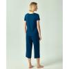 GYS Bamboo Viscose Women Pajama Sets Short Sleeve Top and Capri Pants 2 Piece Casual Lounge Sets(Ink Blue)