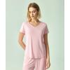 GYS Bamboo Viscose Women Pajama Sets Short Sleeve Top and Capri Pants 2 Piece Casual Lounge Sets(Pink)