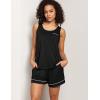 GYS Bamboo Viscose Women Pajama Sets Sleeveless Tank Top with Shorts Summer Lounge Sets(Black)