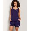 GYS Bamboo Viscose Women Pajama Sets Sleeveless Tank Top with Shorts Summer Lounge Sets(Deep Purple)