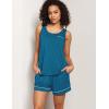 GYS Bamboo Viscose Women Pajama Sets Sleeveless Tank Top with Shorts Summer Lounge Sets(Teal Blue)