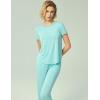 GYS Bamboo Viscose Women’s Pajama Set, 2 Piece Lounge Short Sleeve Capris Pjs(Aqua)