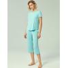GYS Bamboo Viscose Women’s Pajama Set, 2 Piece Lounge Short Sleeve Capris Pjs(Aqua)