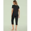 GYS Bamboo Viscose Women’s Pajama Set, 2 Piece Lounge Short Sleeve Capris Pjs(Black)