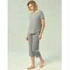 GYS Bamboo Viscose Women’s Pajama Set, 2 Piece Lounge Short Sleeve Capris Pjs(Heather Grey)