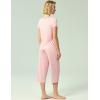 GYS Bamboo Viscose Women’s Pajama Set, 2 Piece Lounge Short Sleeve Capris Pjs(Pink)