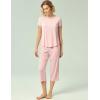 GYS Bamboo Viscose Women’s Pajama Set, 2 Piece Lounge Short Sleeve Capris Pjs(Pink)