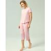 GYS Bamboo Viscose Women’s Pajama Set, 2 Piece Lounge Short Sleeve Capris Pjs(Pink)