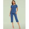 GYS Bamboo Viscose Women’s Pajama Set, 2 Piece Lounge Short Sleeve Capris Pjs(Prussian Blue)
