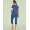 GYS Bamboo Viscose Women’s Pajama Set, 2 Piece Lounge Short Sleeve Capris Pjs(Prussian Blue)