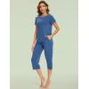 GYS Bamboo Viscose Women’s Pajama Set, 2 Piece Lounge Short Sleeve Capris Pjs(Prussian Blue)
